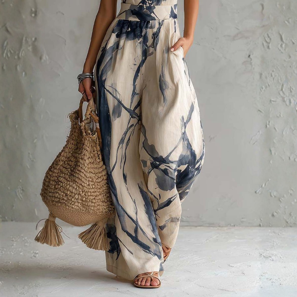 Nirva - Elegant Artistic Print Jumpsuit