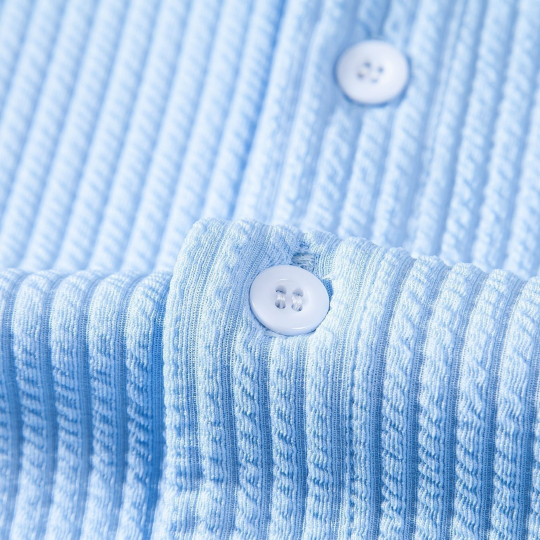 Eddie – Ribbed Stand-Up Collar Shirt for Men