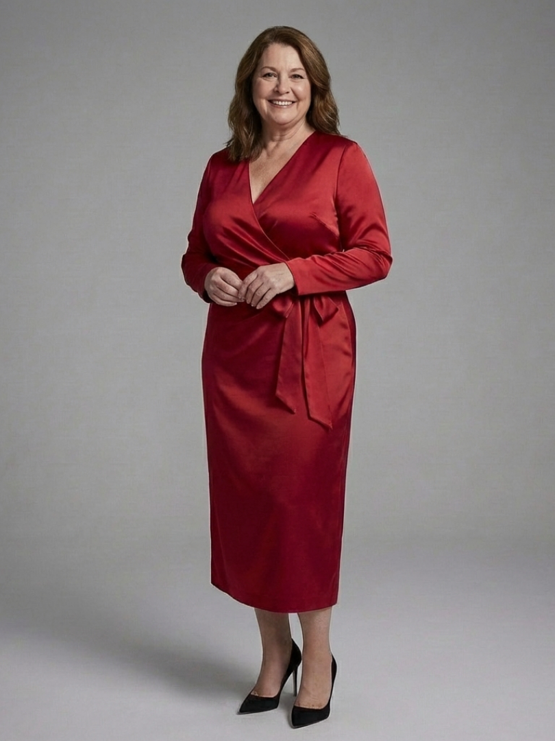 Louzette - Long Sleeve Midi Dress With Side Closure
