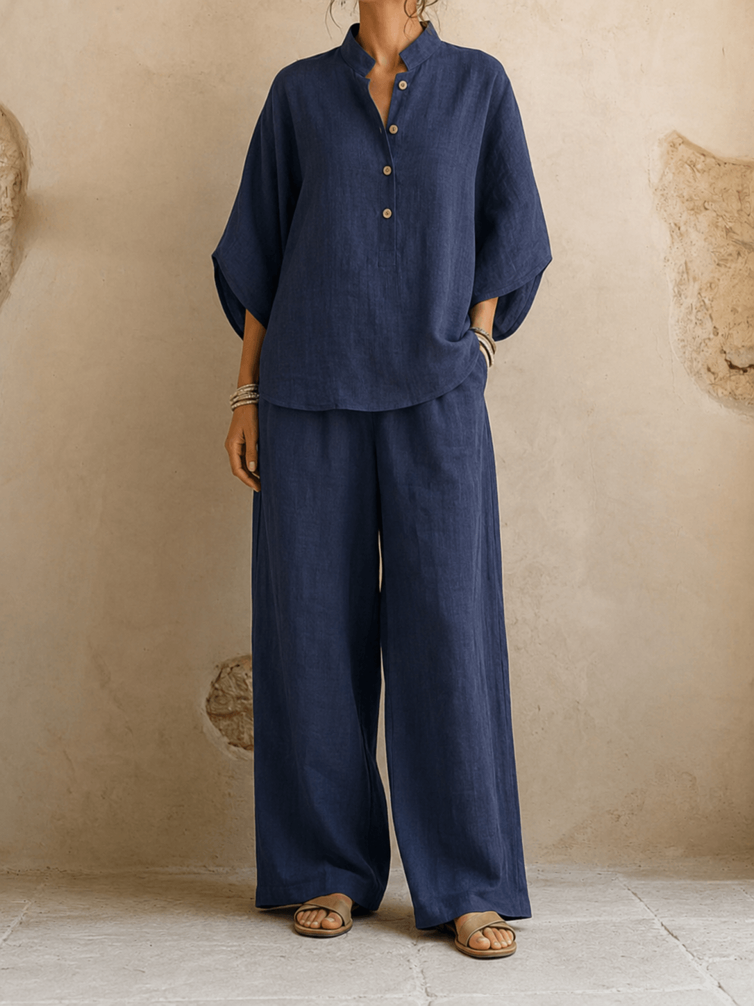 Carmen – Batwing Blouse and Wide-Leg Pants Set