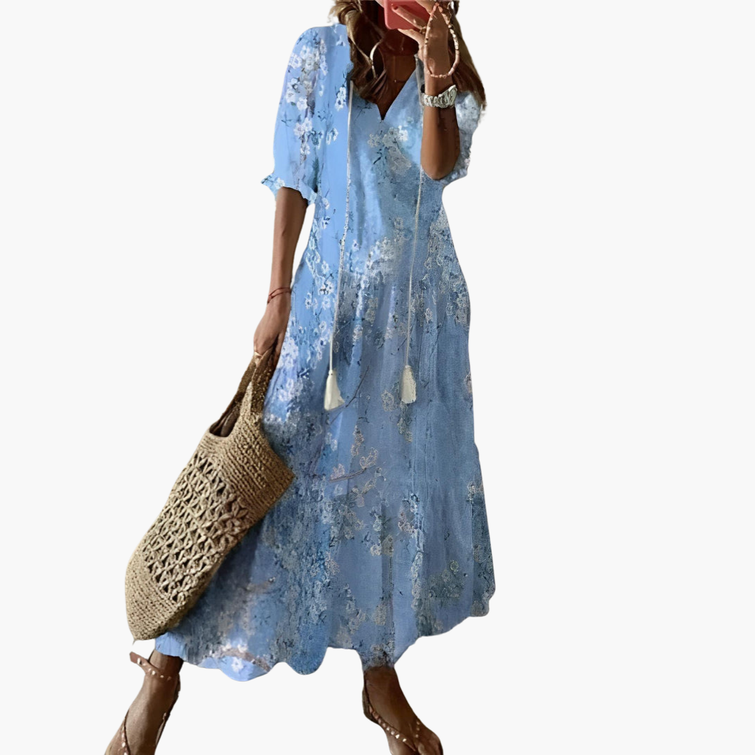 Mia | Boho Vintage V-Neck Summer Dress