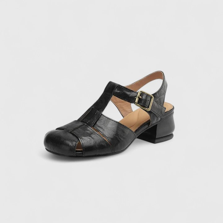 Madella – Elegant Leather Sandals with Block Heel