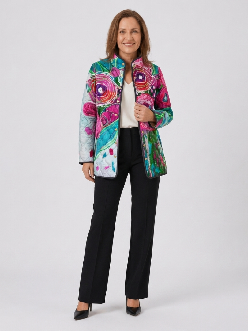 Selah – Quilted Floral Watercolor Jacket