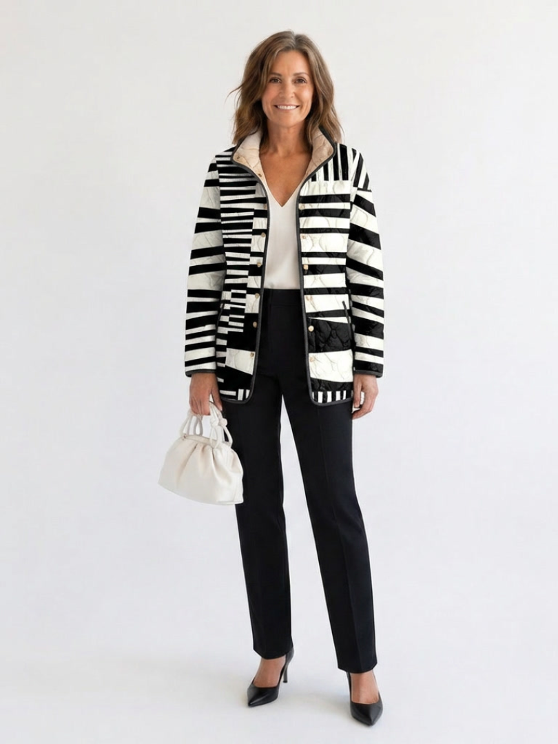 Simone – Quilted Graphic Stripe Jacket