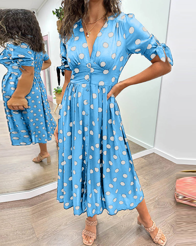 Maddie – Lightweight Polka Dot Dress with Puff Sleeves