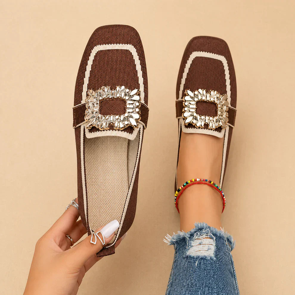 Elizabeth - Crystal Buckle Loafers