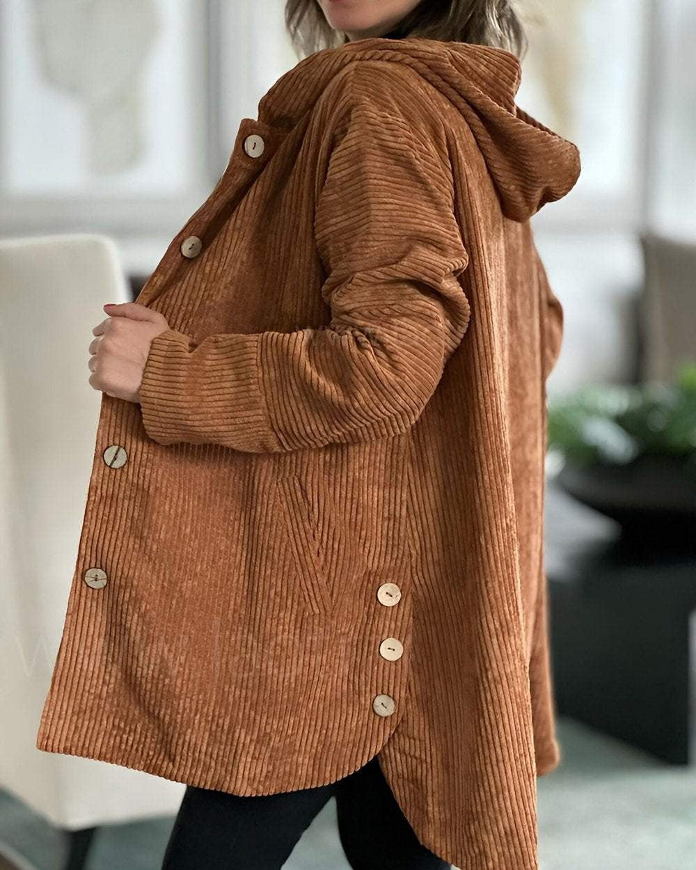 Crisha – Cozy Corduroy Hooded Jacket