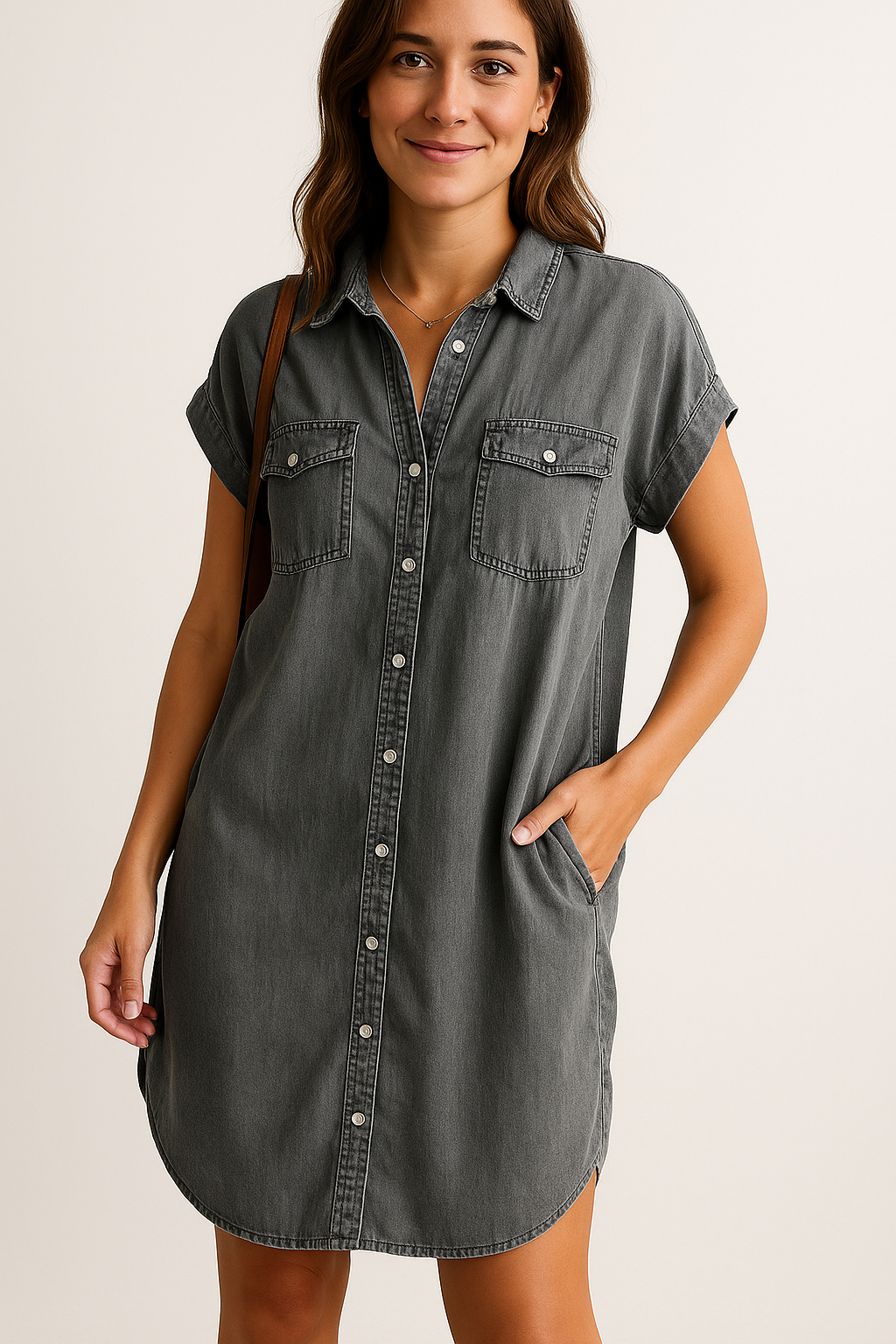 Lena - Modern Denim Shirt Dress