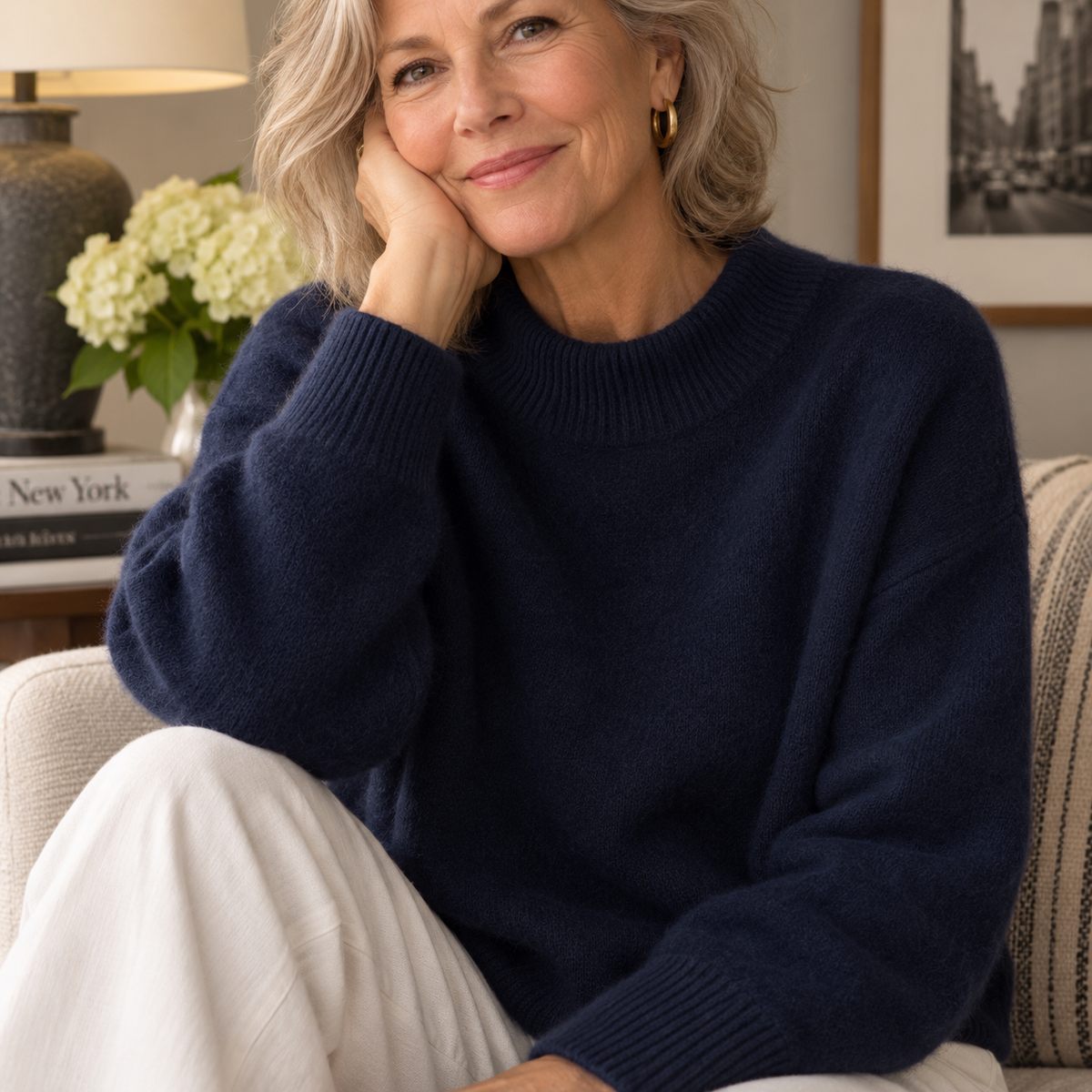 Harlow - Soft Cashmere-Blend Mock Neck Sweater