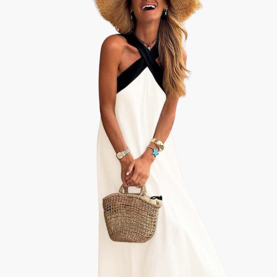 Eliza | Crossover Halter Maxi Dress