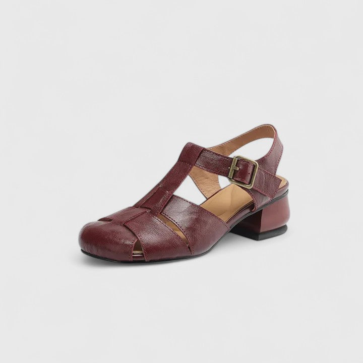 Madella – Elegant Leather Sandals with Block Heel