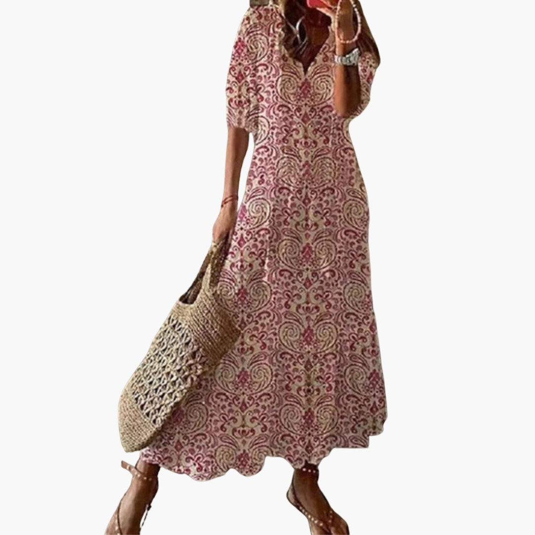 Emma | Boho Vintage V-Neck Summer Dress
