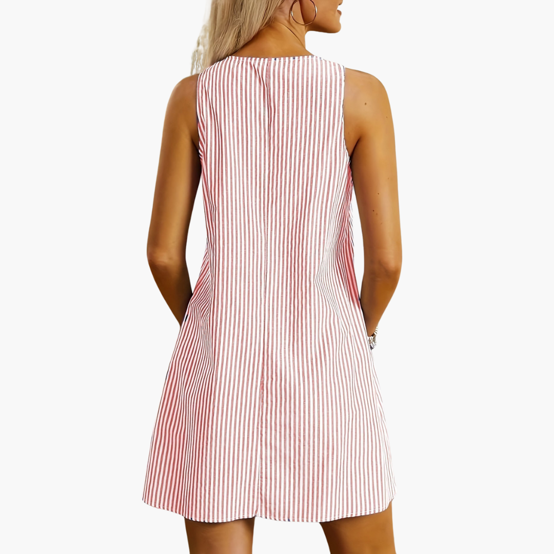 Natalie | Sleeveless Striped Pocket Dress