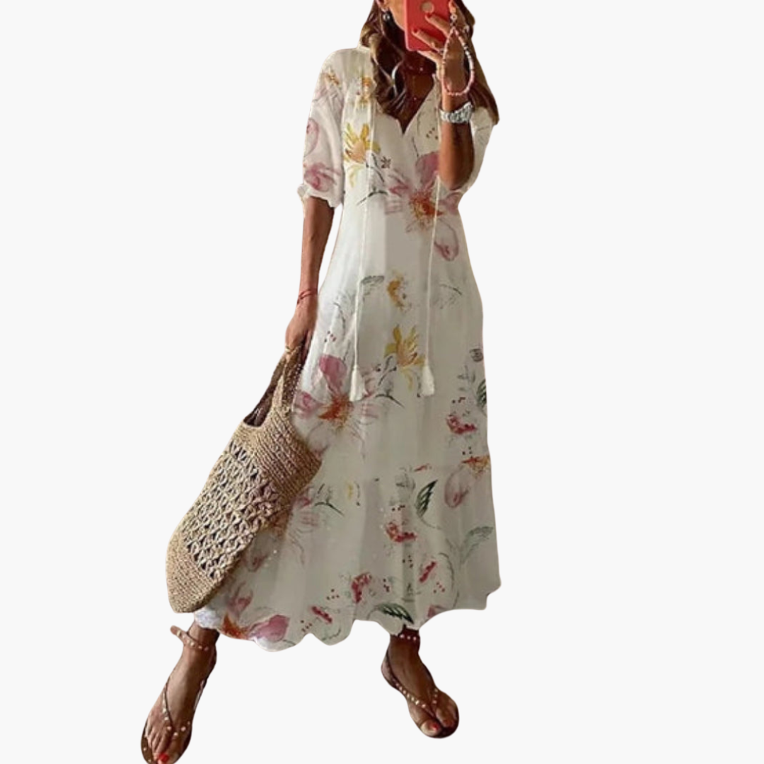 Mia | Boho Vintage V-Neck Summer Dress