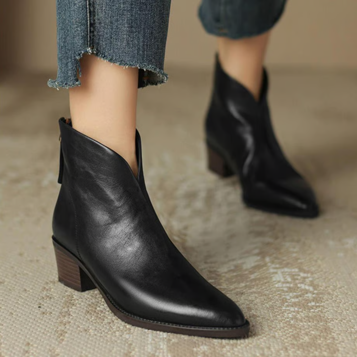 Carmelle – Low Heel Luxury Ankle Boots
