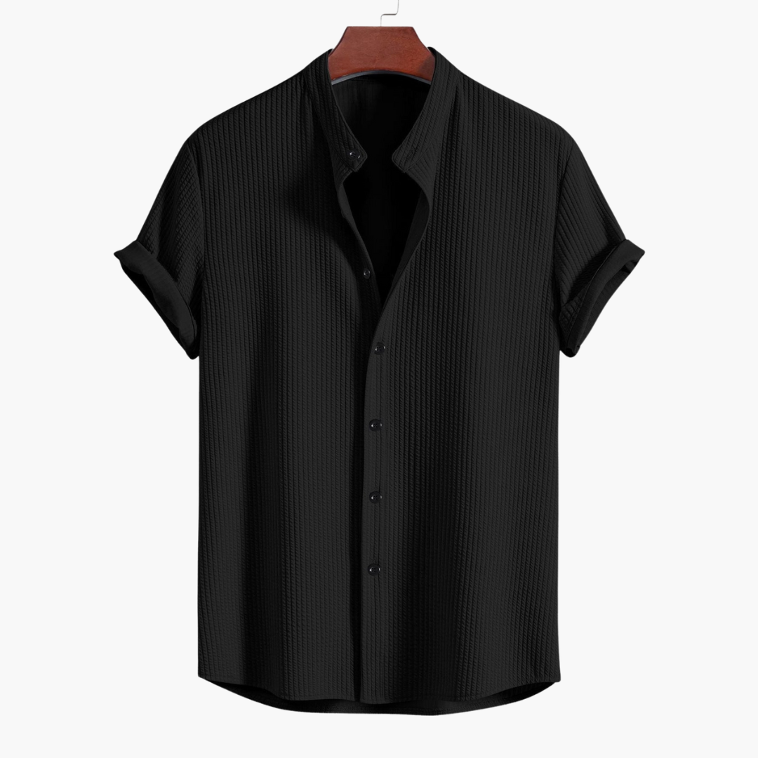 Eddie – Ribbed Stand-Up Collar Shirt for Men