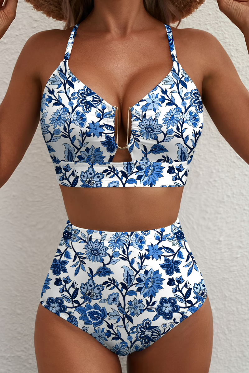 Margie - Floral High Waist Tummy Control Bikini Set