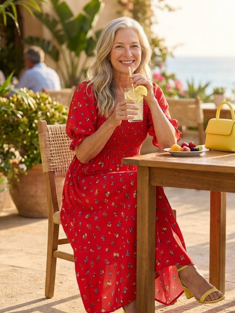 Dasey - Square Neck Floral Midi Dress