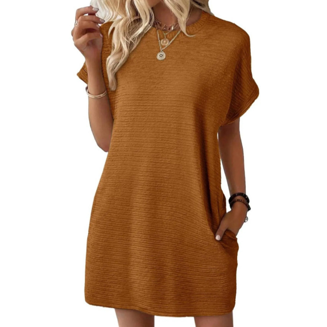 Evah – Casual Minimalist Round Neck Summer Dress