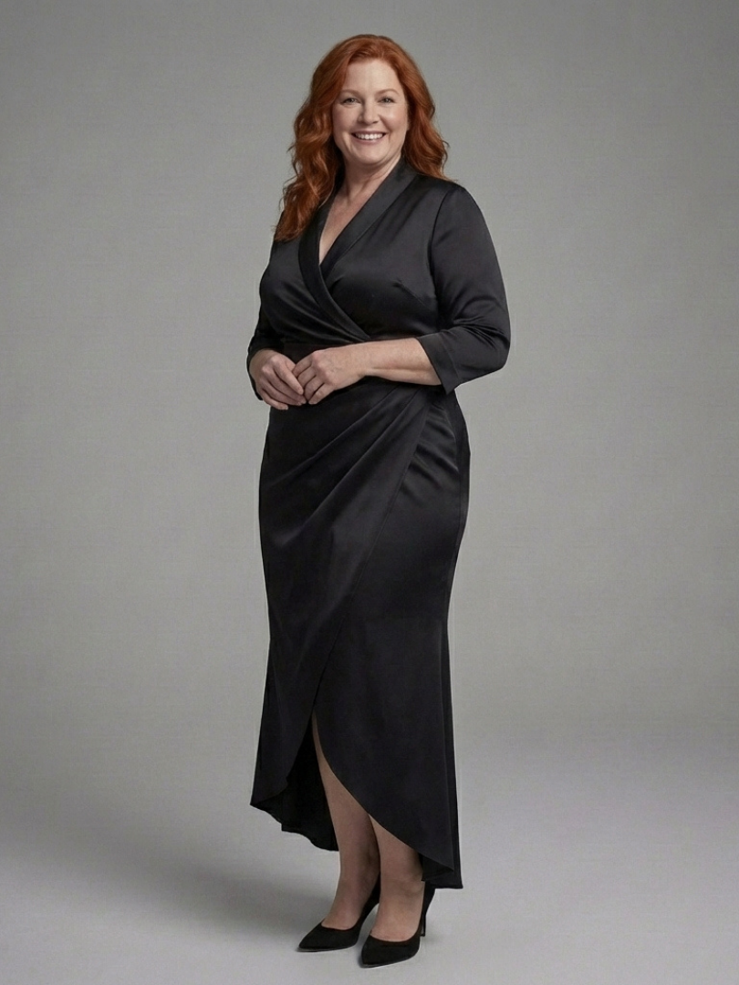 Selistine - Long Sleeve Midi Dress With Front Closure