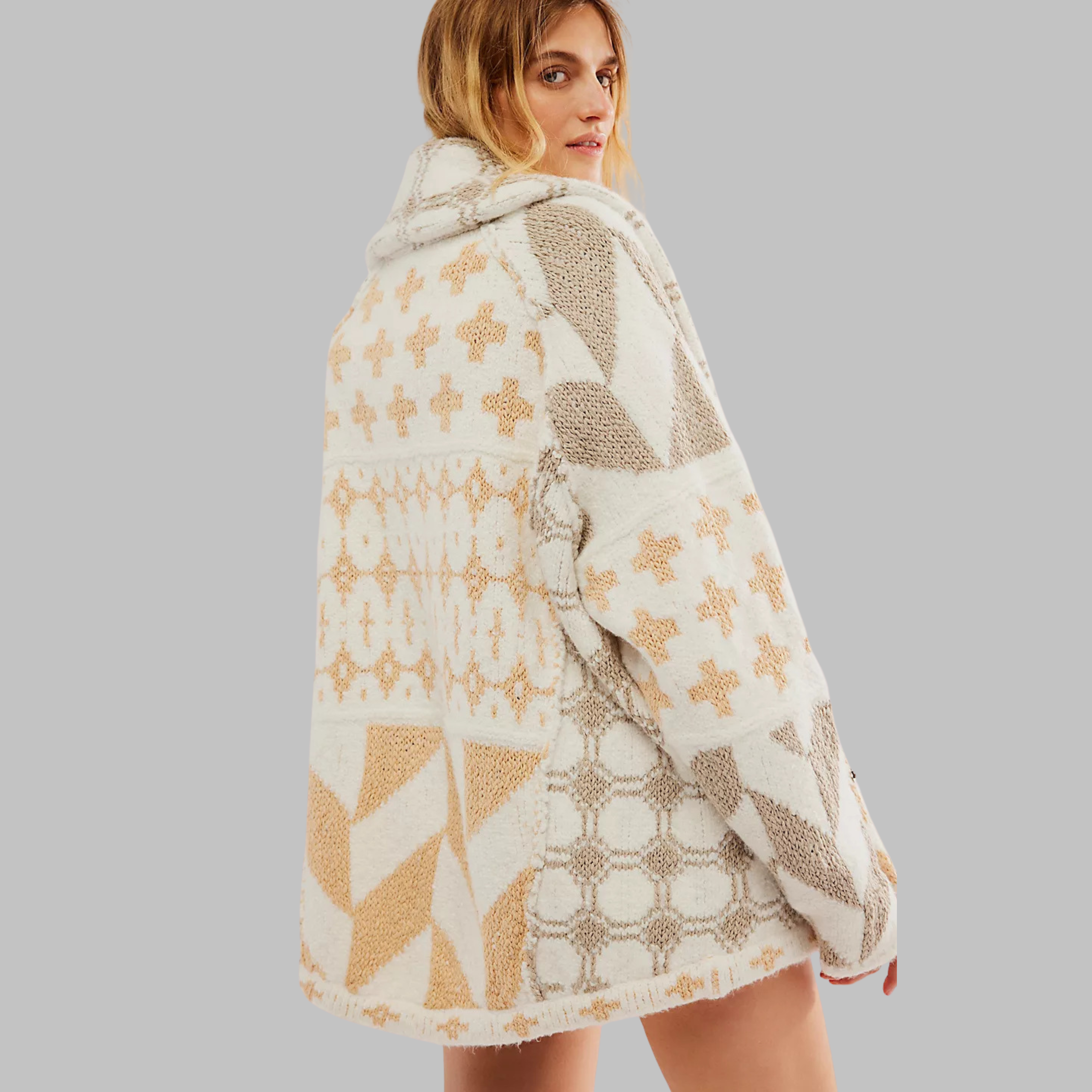 Felia – Vintage Oversized Button-Down Collar Cardigan