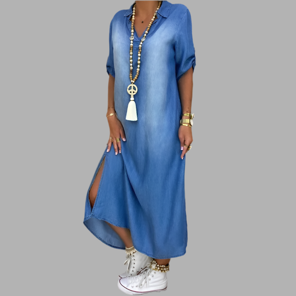 Lucille - Long Denim Style Dress