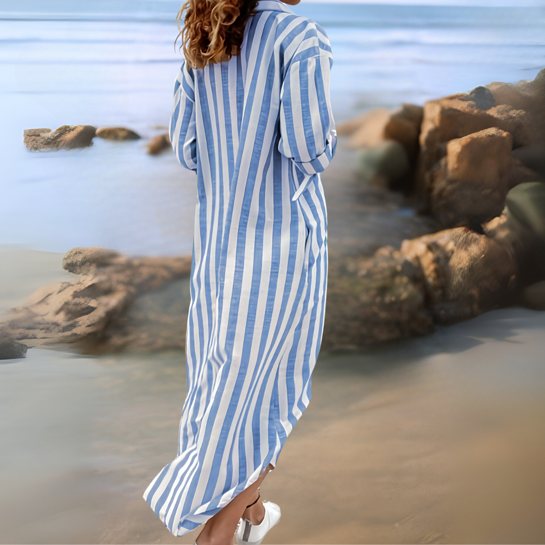 Zia – Elegant Striped V-neck Dress