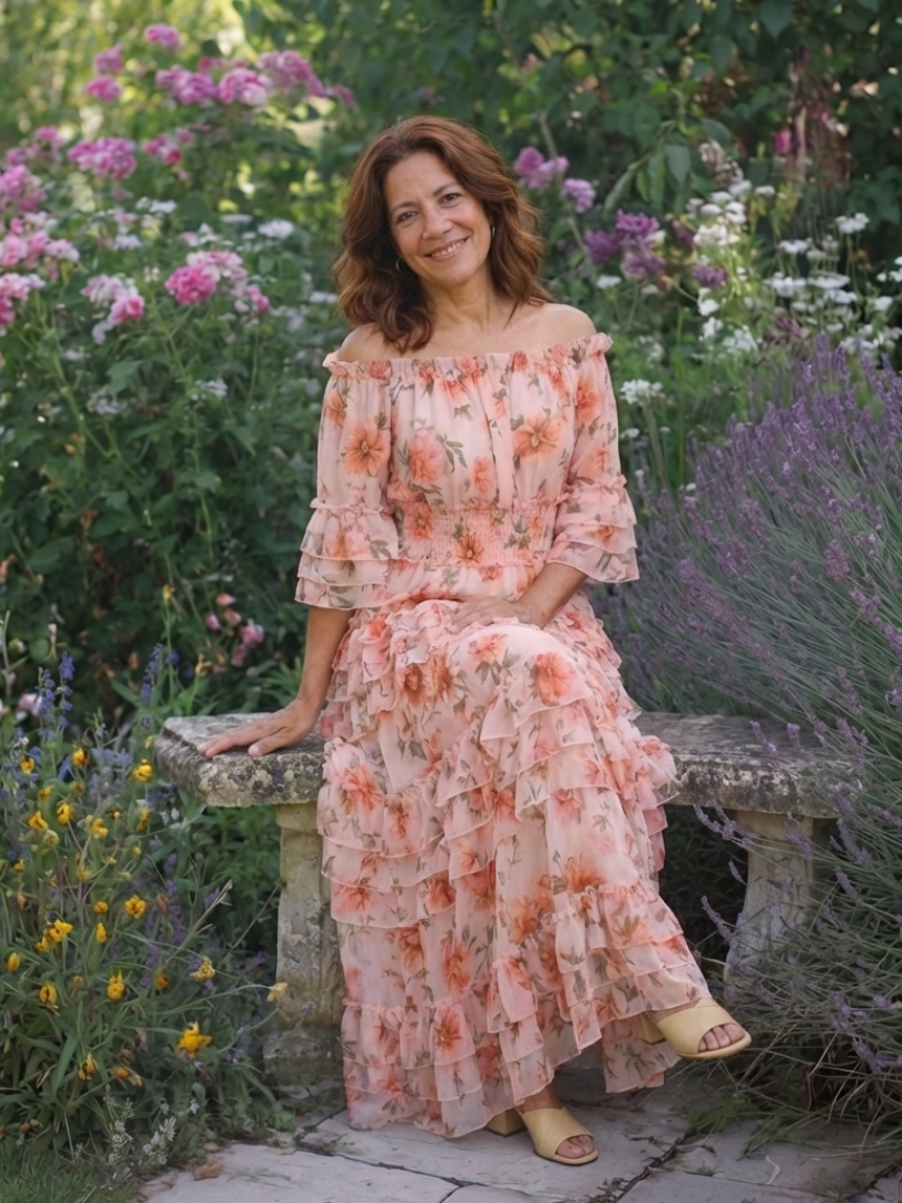 Sally - Off-Shoulder Floral Ruffle Maxi Dress