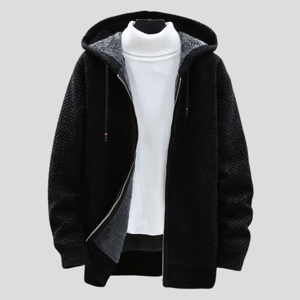 Wilson – Knitted Zip Hoodie with Fleece Lining