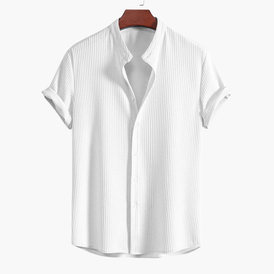 Eddie – Ribbed Stand-Up Collar Shirt for Men