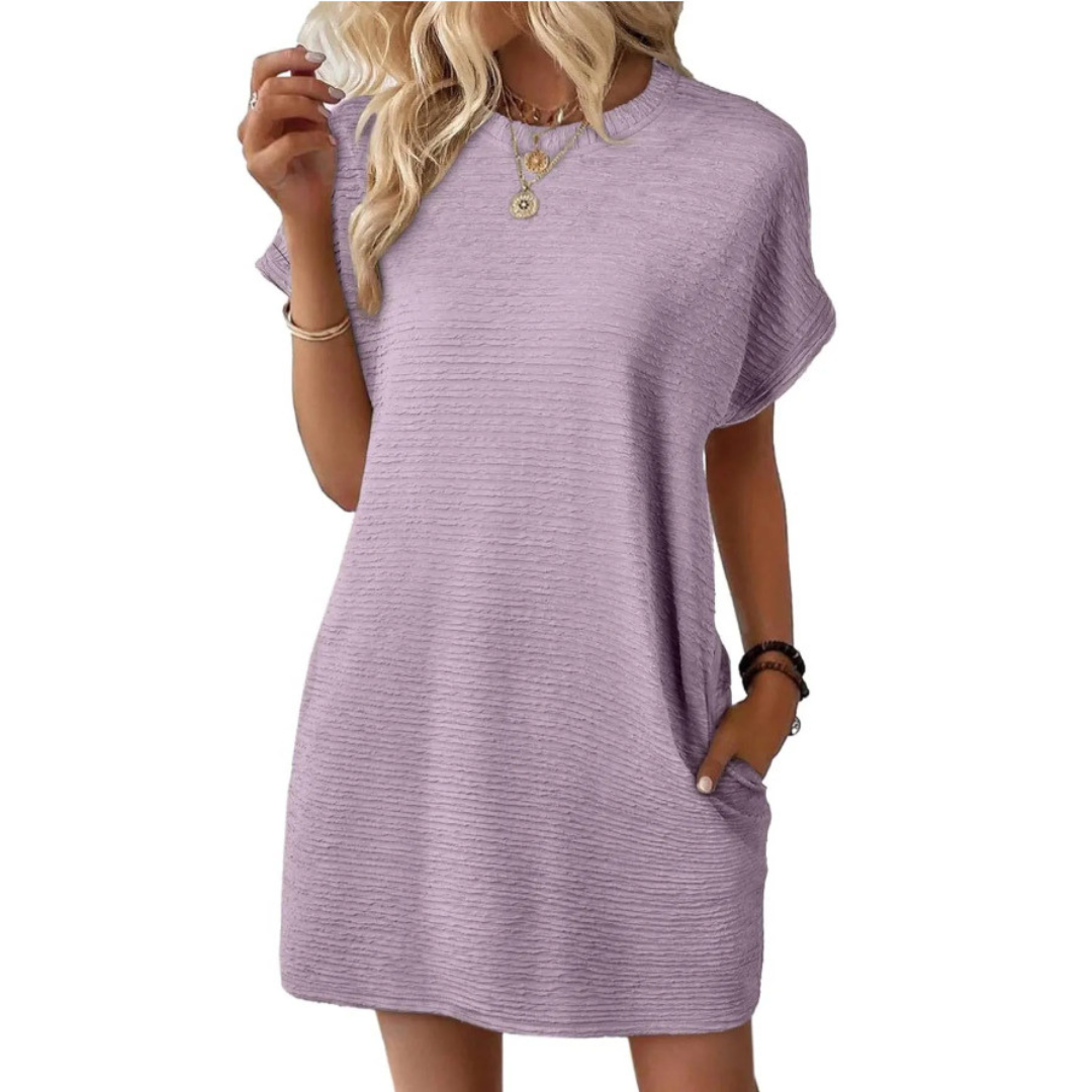 Evah – Casual Minimalist Round Neck Summer Dress