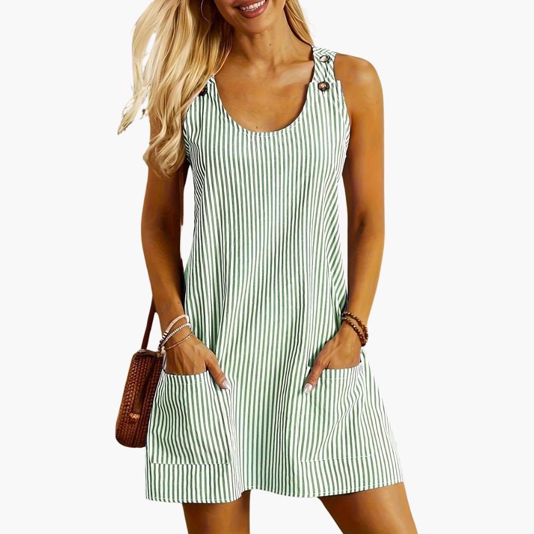 Natalie | Sleeveless Striped Pocket Dress