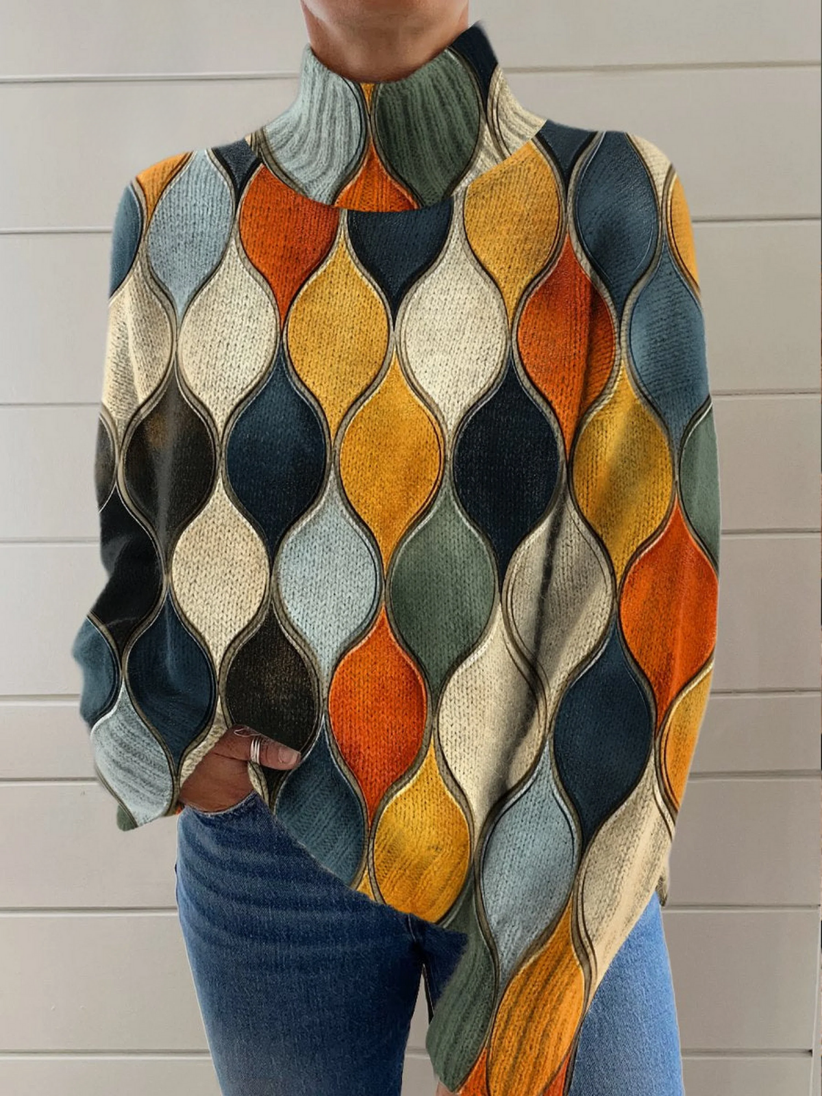 Miriam - Abstract Pattern Turtleneck