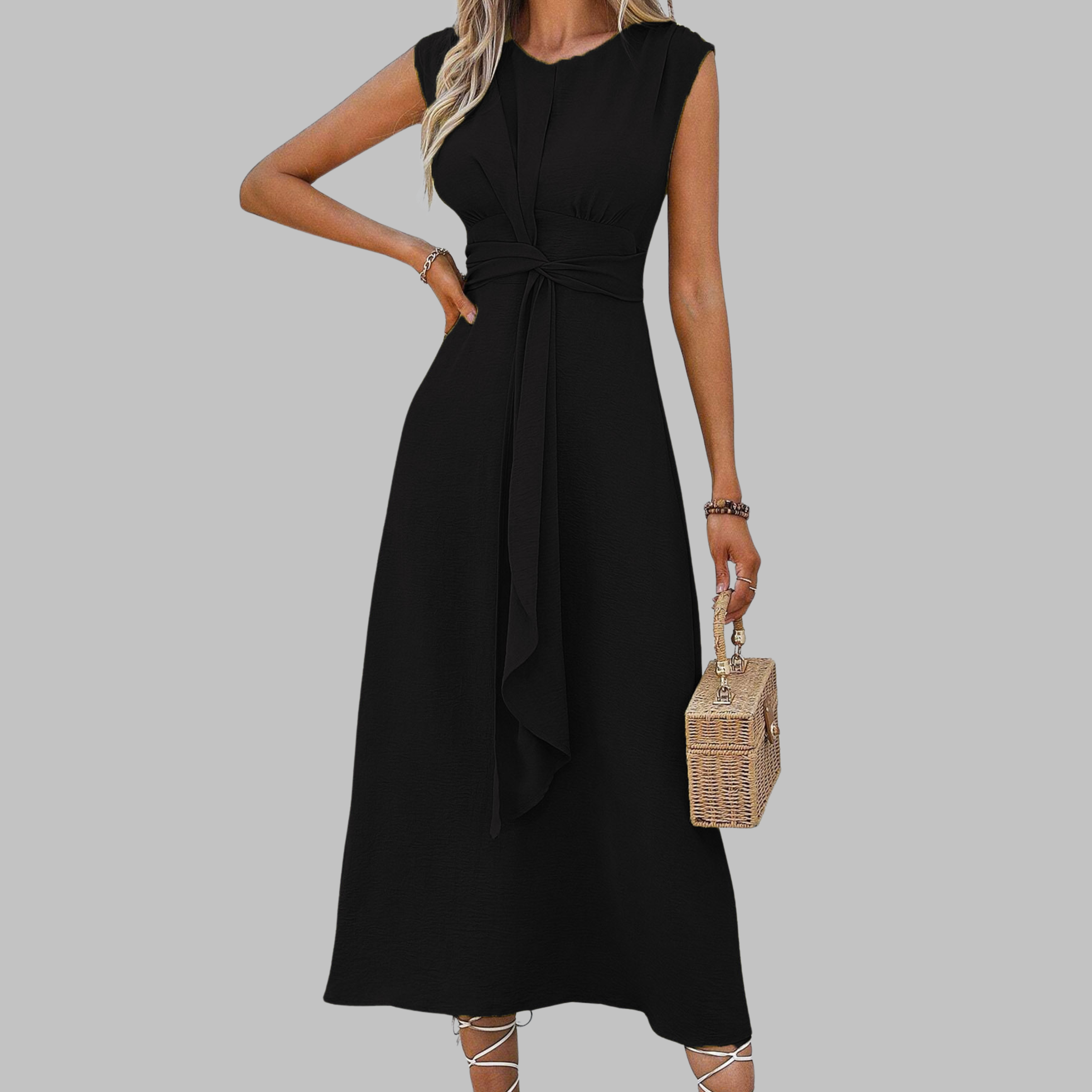 Rosemary - Elegant Sleeveless Round-Neck Maxi Dress