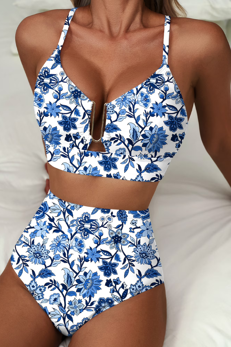Margie - Floral High Waist Tummy Control Bikini Set