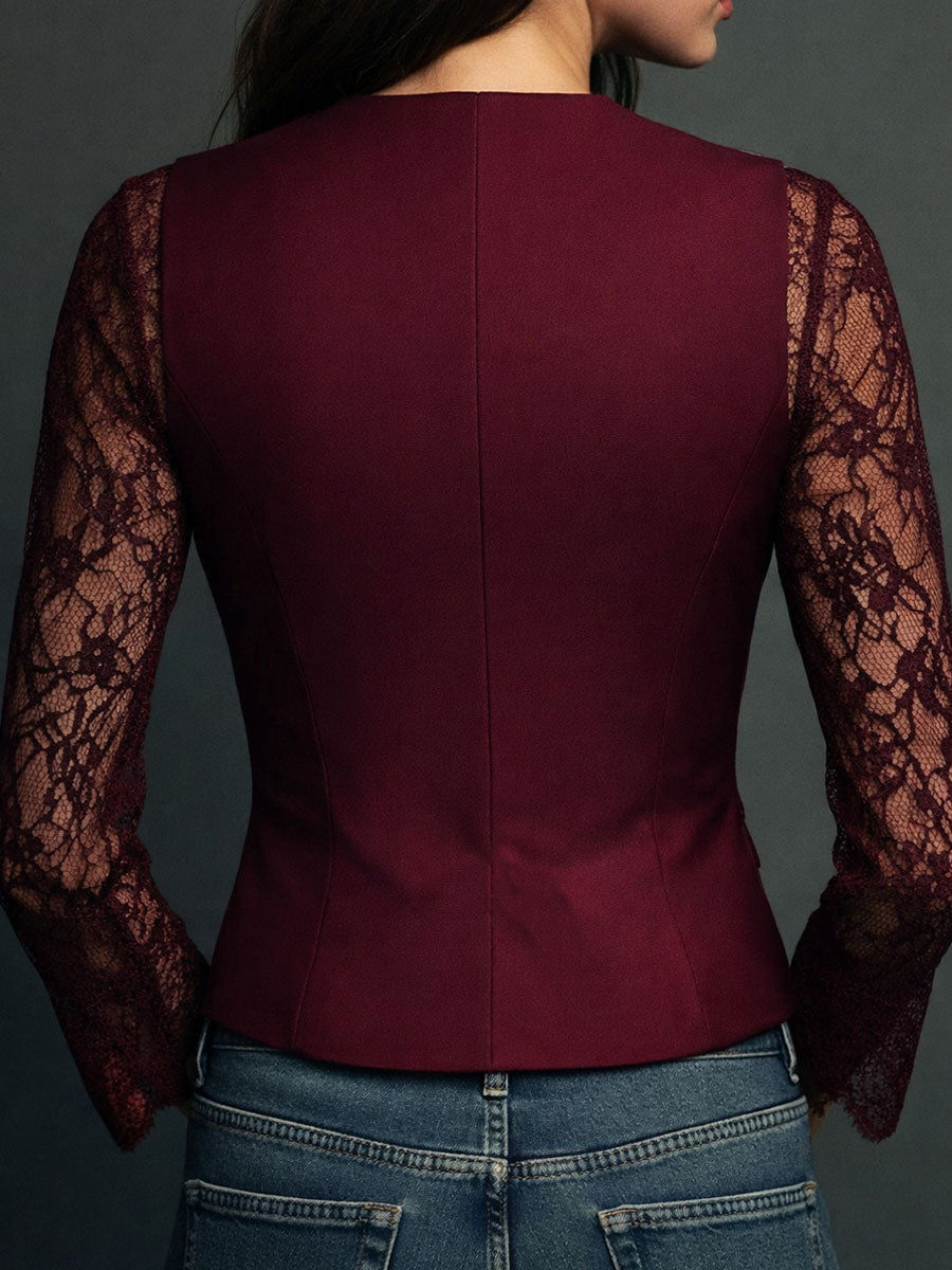 Callie – Black Lace Sleeve Blazer