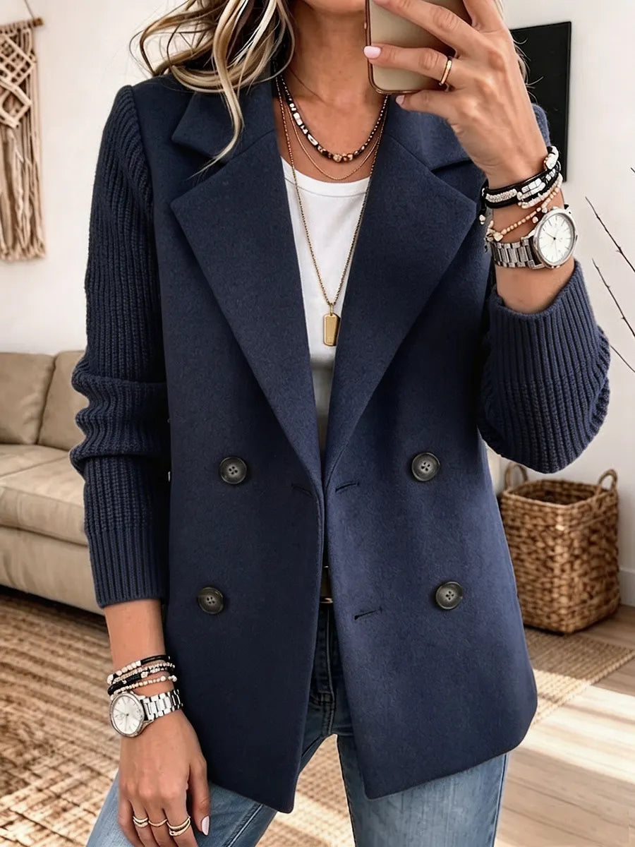 Samara - Textured Blazer with Knit Sleeves