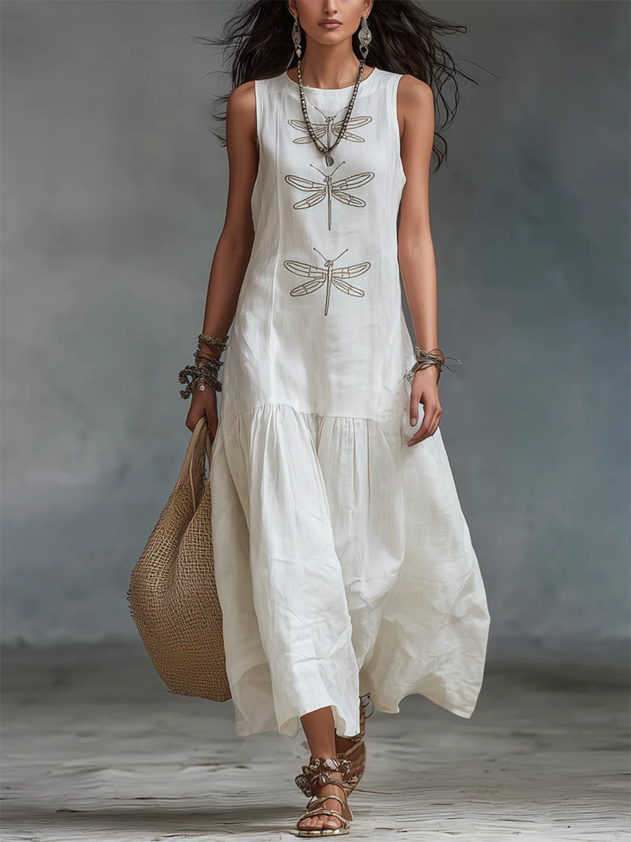 Geneva - Sleeveless Cotton Linen Maxi Dress