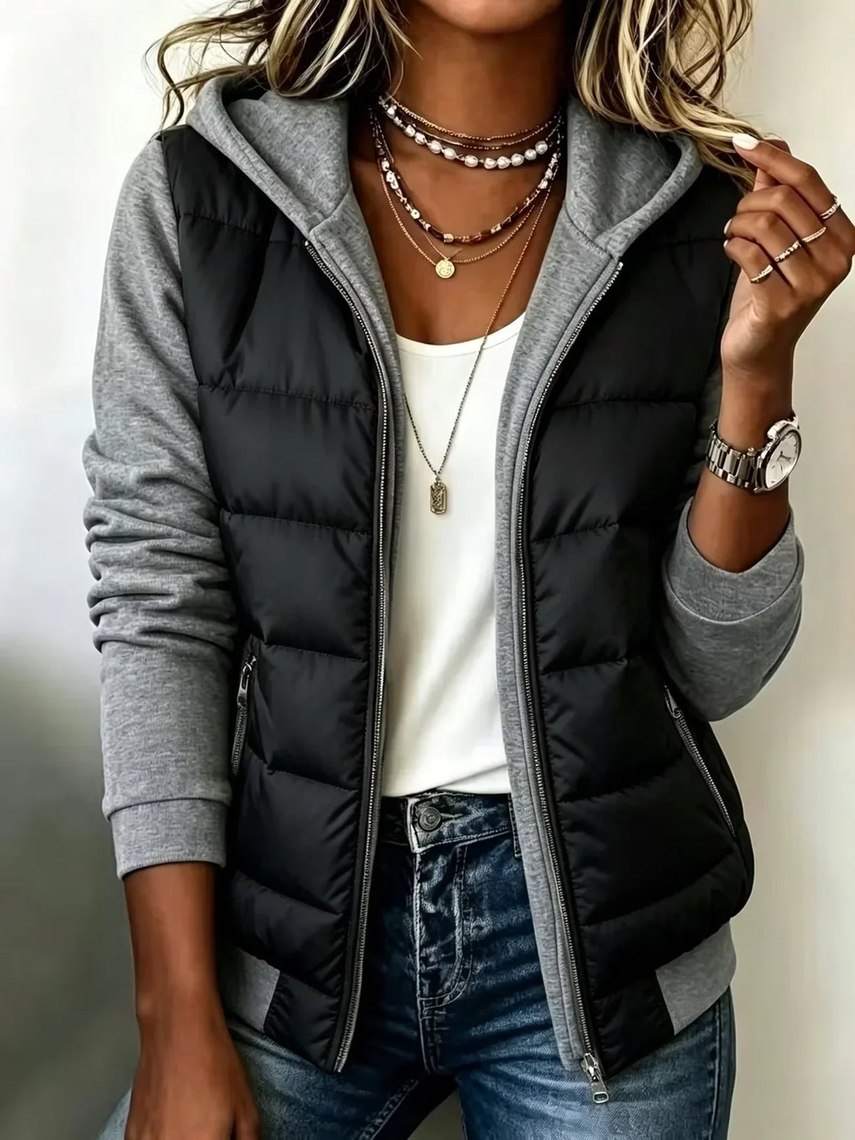 Parker – Padded Color-Block Jacket with Hood