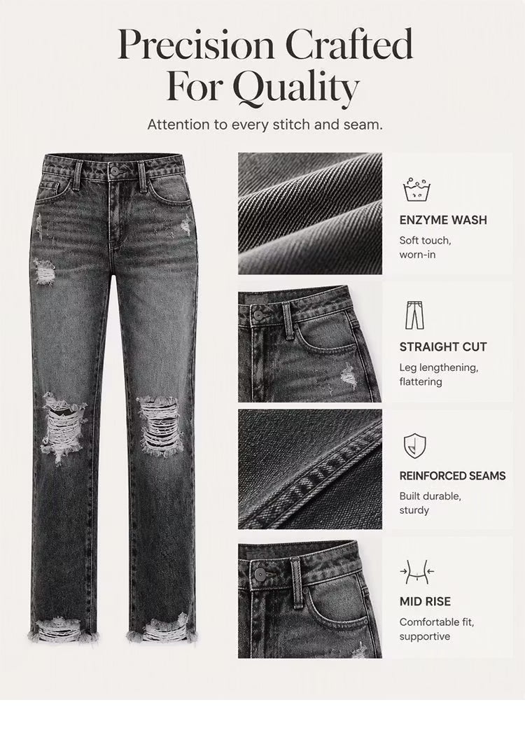 Madison - Distressed Vintage Denim Jeans
