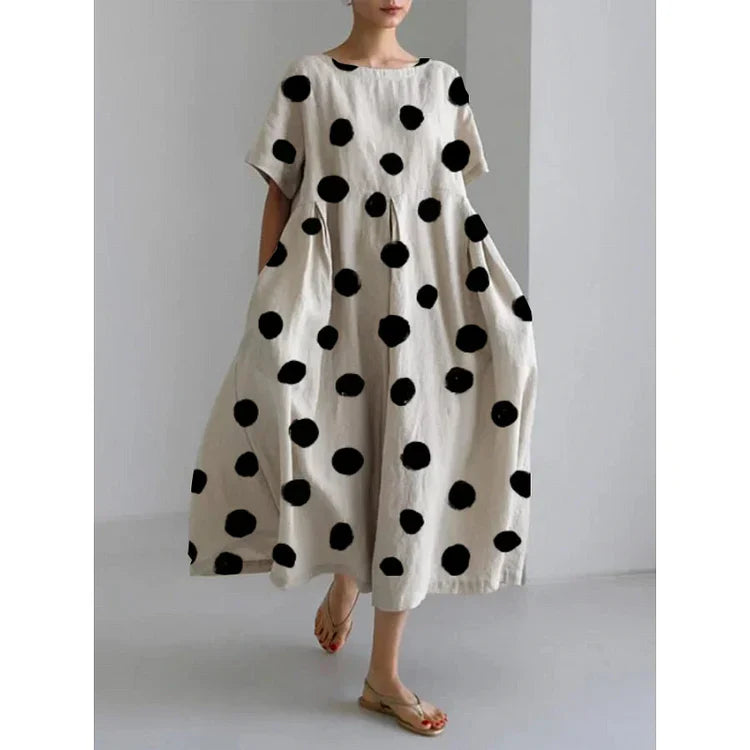 Tania – Polka Dot Midi Dress with Retro Charm