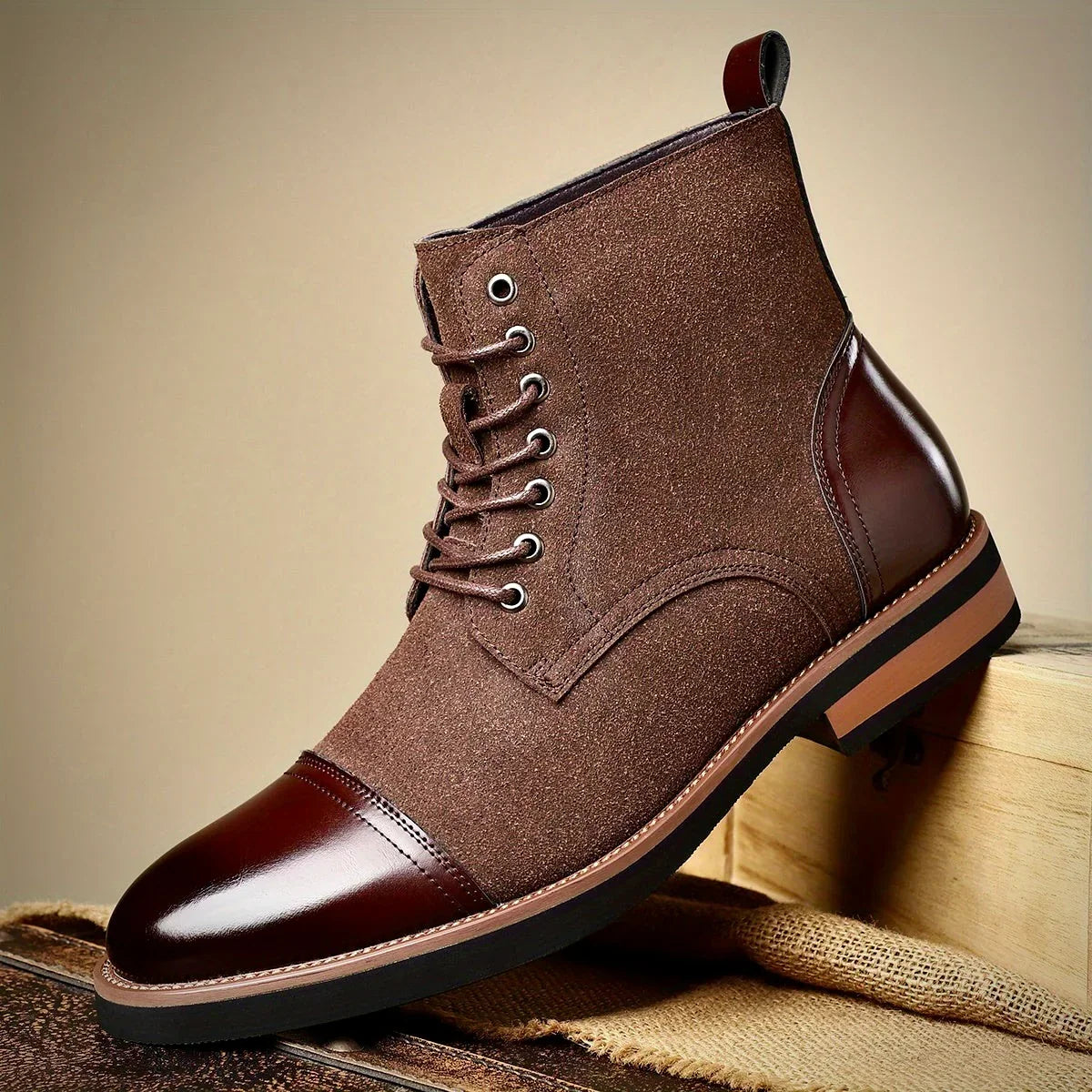 Bryce – Two-Tone Oxford Leather Boots