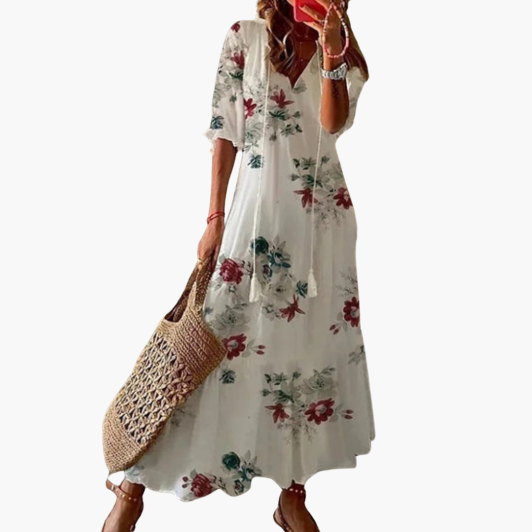 Mia | Boho Vintage V-Neck Summer Dress