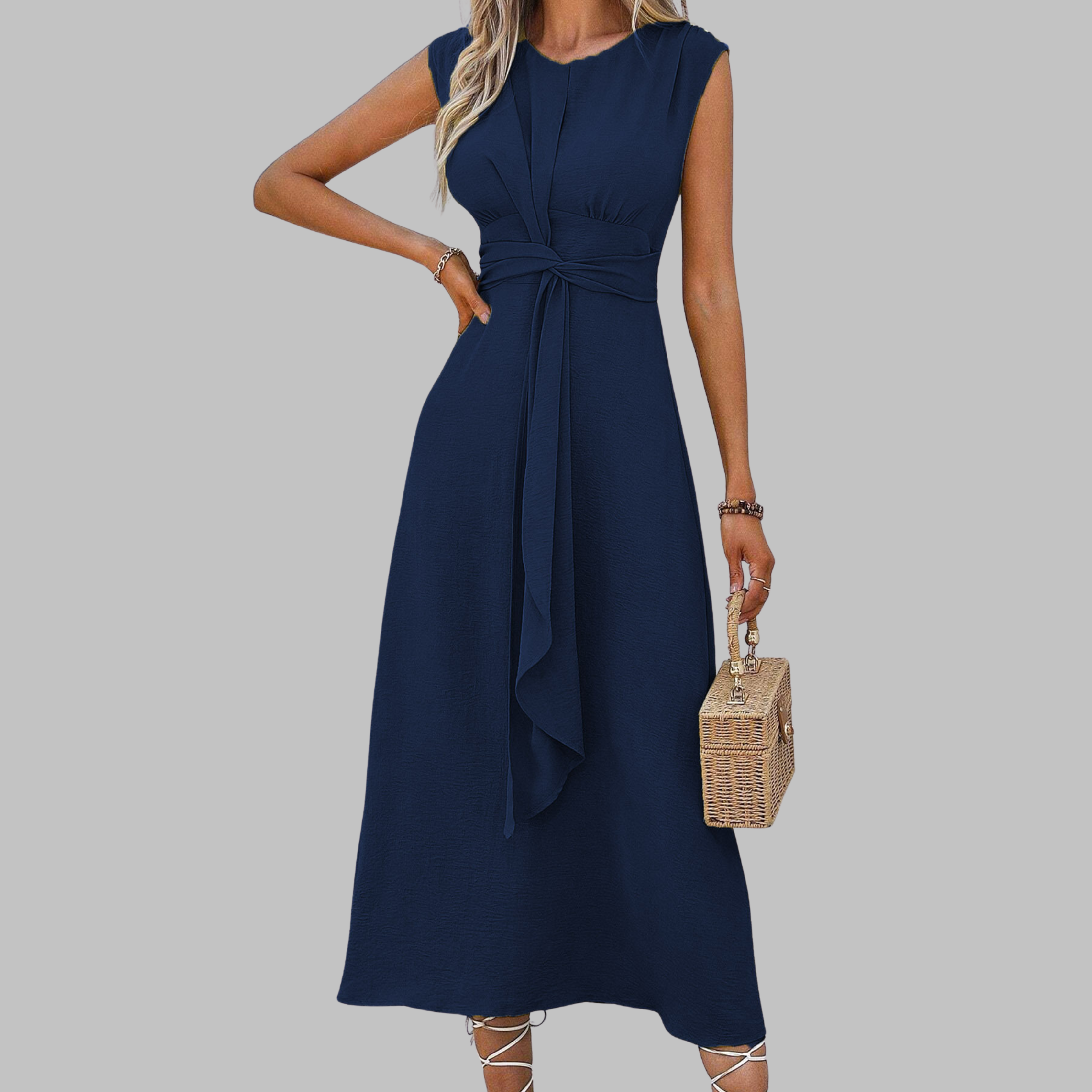 Rosemary - Elegant Sleeveless Round-Neck Maxi Dress