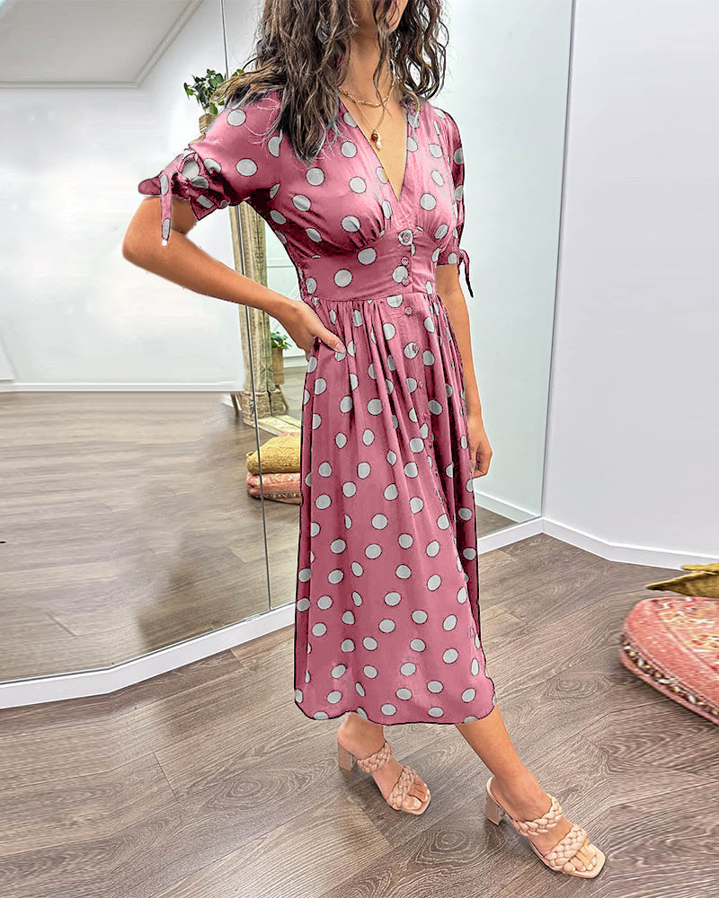 Maddie – Lightweight Polka Dot Dress with Puff Sleeves