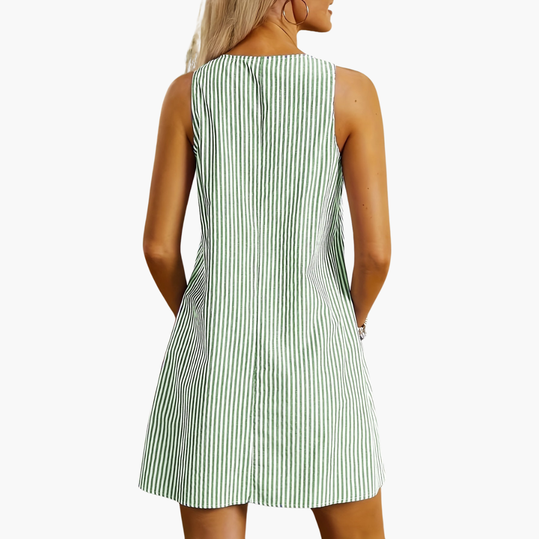 Natalie | Sleeveless Striped Pocket Dress