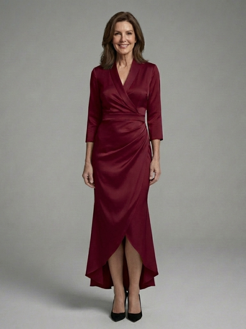 Selistine - Long Sleeve Midi Dress With Front Closure