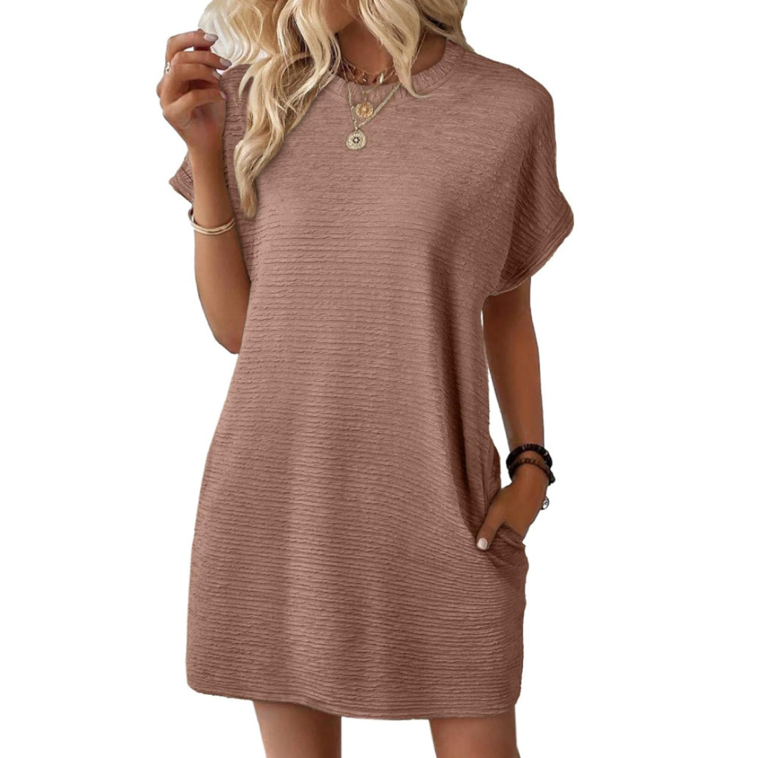 Evah – Casual Minimalist Round Neck Summer Dress