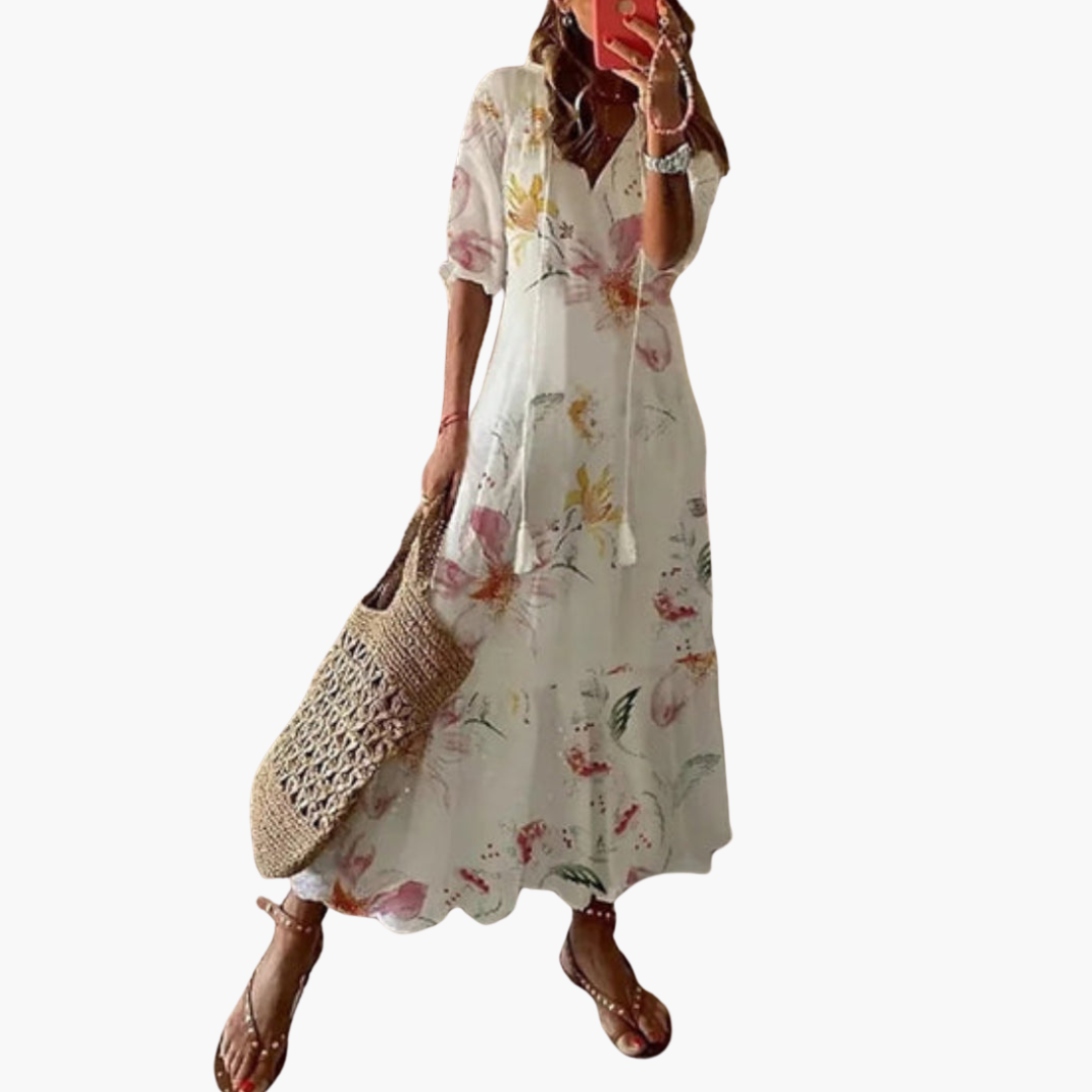 Emma | Boho Vintage V-Neck Summer Dress