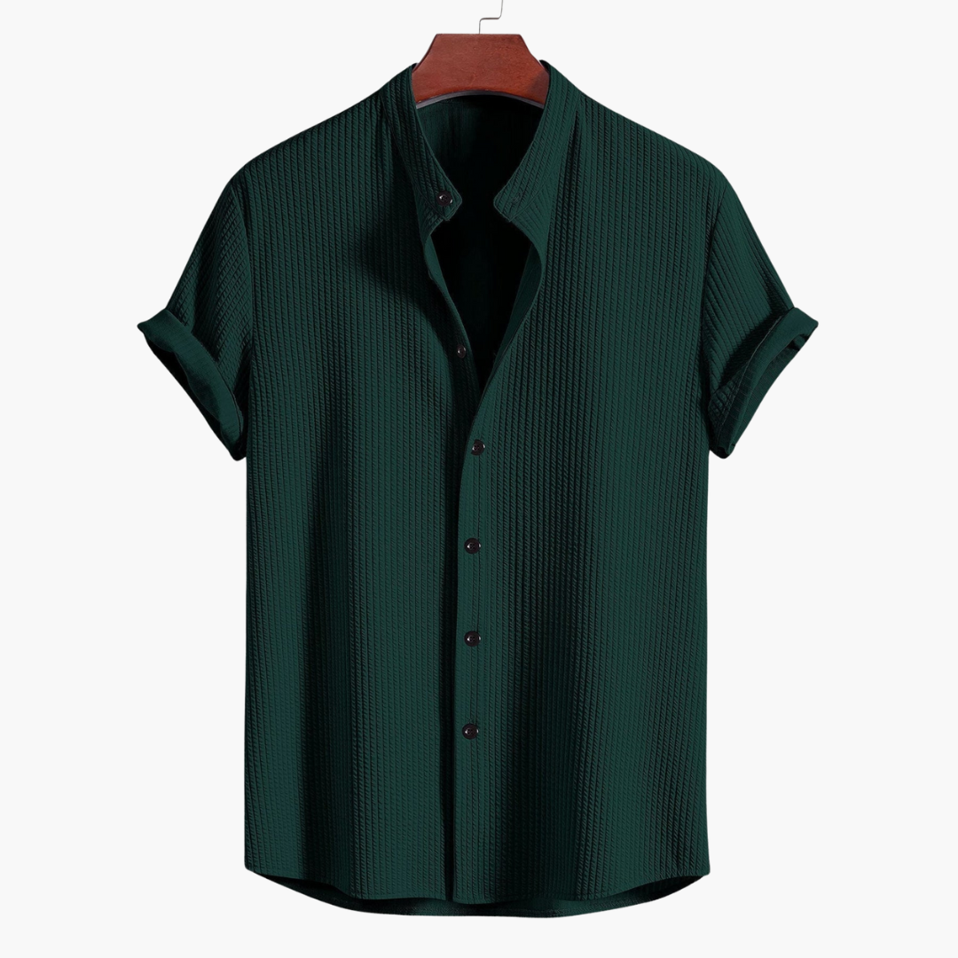 Eddie – Ribbed Stand-Up Collar Shirt for Men